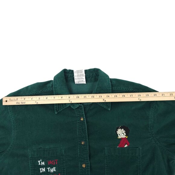 Betty Boop Corduroy Button Front Shirt Womens XL Vintage 2000 King Features - Picture 5 of 16